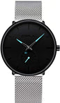 Mens Watches Ultra-Thin Minimalist Waterproof - Fashion Wrist Watch for Men Unisex Dress with Stainless Steel Mesh Band