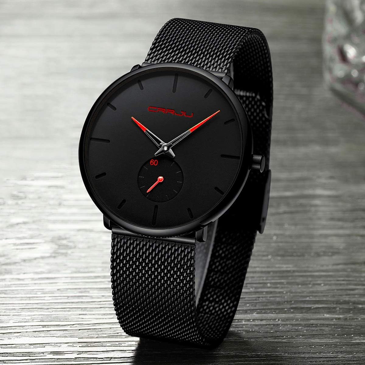 Mens Watches Ultra-Thin Minimalist Waterproof - Fashion Wrist Watch for Men Unisex Dress with Stainless Steel Mesh Band