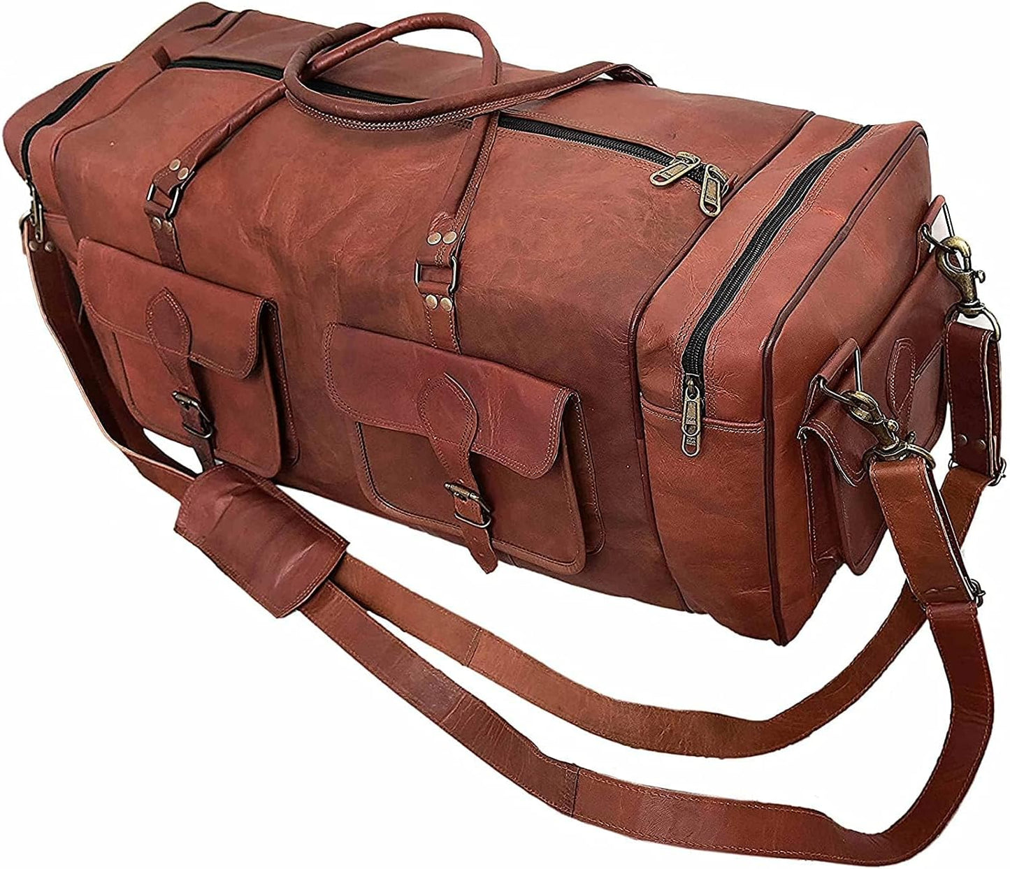  Vintage Leather Travel Duffel