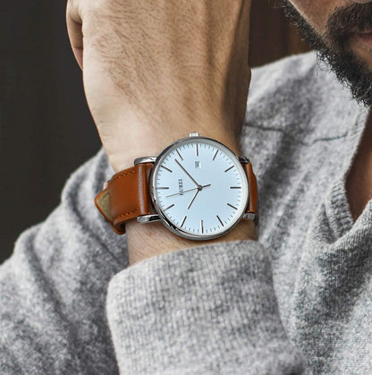 Men'S Fashion Minimalist Wrist Watch Waterproof Watches Simple Ultra Thin Watches Analog Quartz Date with Brown Black Leather Strap