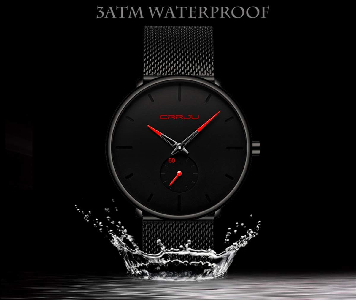 Mens Watches Ultra-Thin Minimalist Waterproof - Fashion Wrist Watch for Men Unisex Dress with Stainless Steel Mesh Band